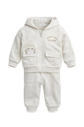 Beige tweedelige set met capuchon