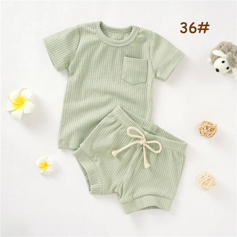 Casual Baby Korte Mouw Set Katoenen Zomer Outfit: